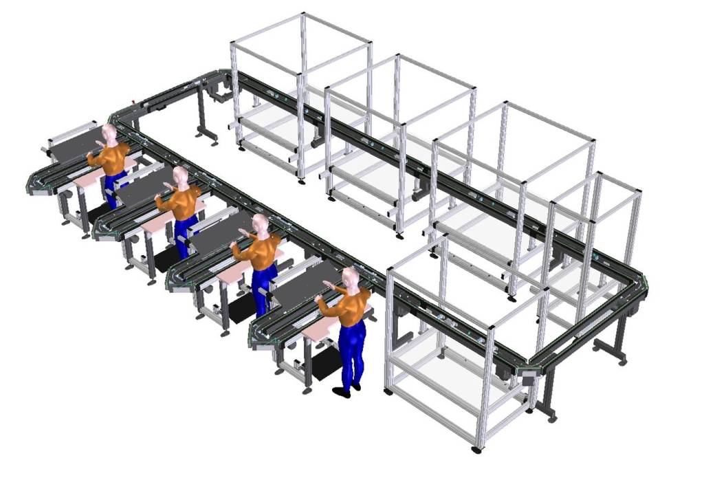 solid model rendering, pallet transfer system